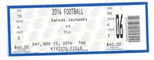 2014 KANSAS JAYHAWKS VS TCU HORNED FROGS TICKET STUB 11/15 COLLEGE FOOTBALL