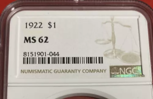 NGC 1922 Dollar Coin MS 62