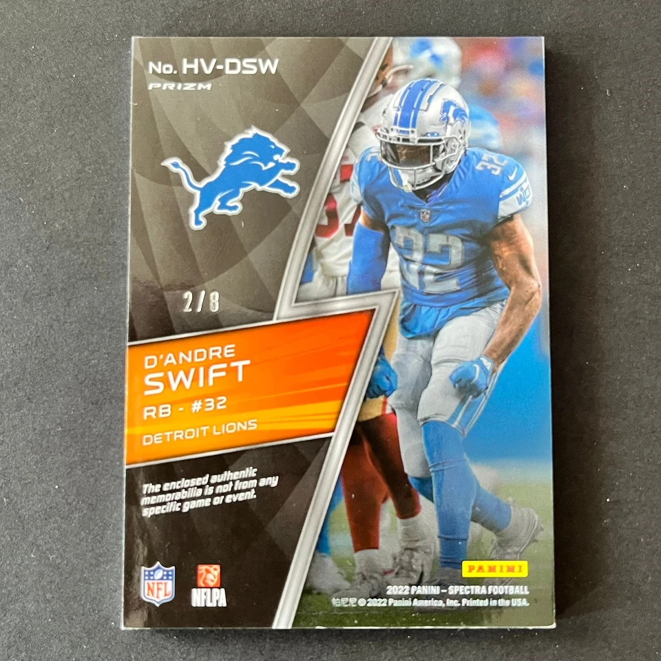 2022 Panini Spectra High Voltage Neon Splatter D'Andre Swift /8 Detroit Lions - Image 2 of 2