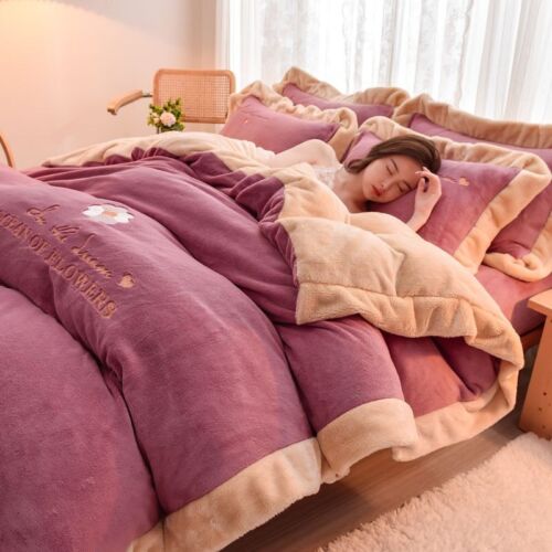 Super Dicke Winter Bettwäsche Set Luxus Warm Doppelseitig Samt Bettbezug Sets - Bild 18 von 20