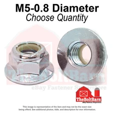 M5-0.8 Class 8 Nylon Insert Hex Flange Lock Nuts Zinc Coarse Thread (Pick Qty)