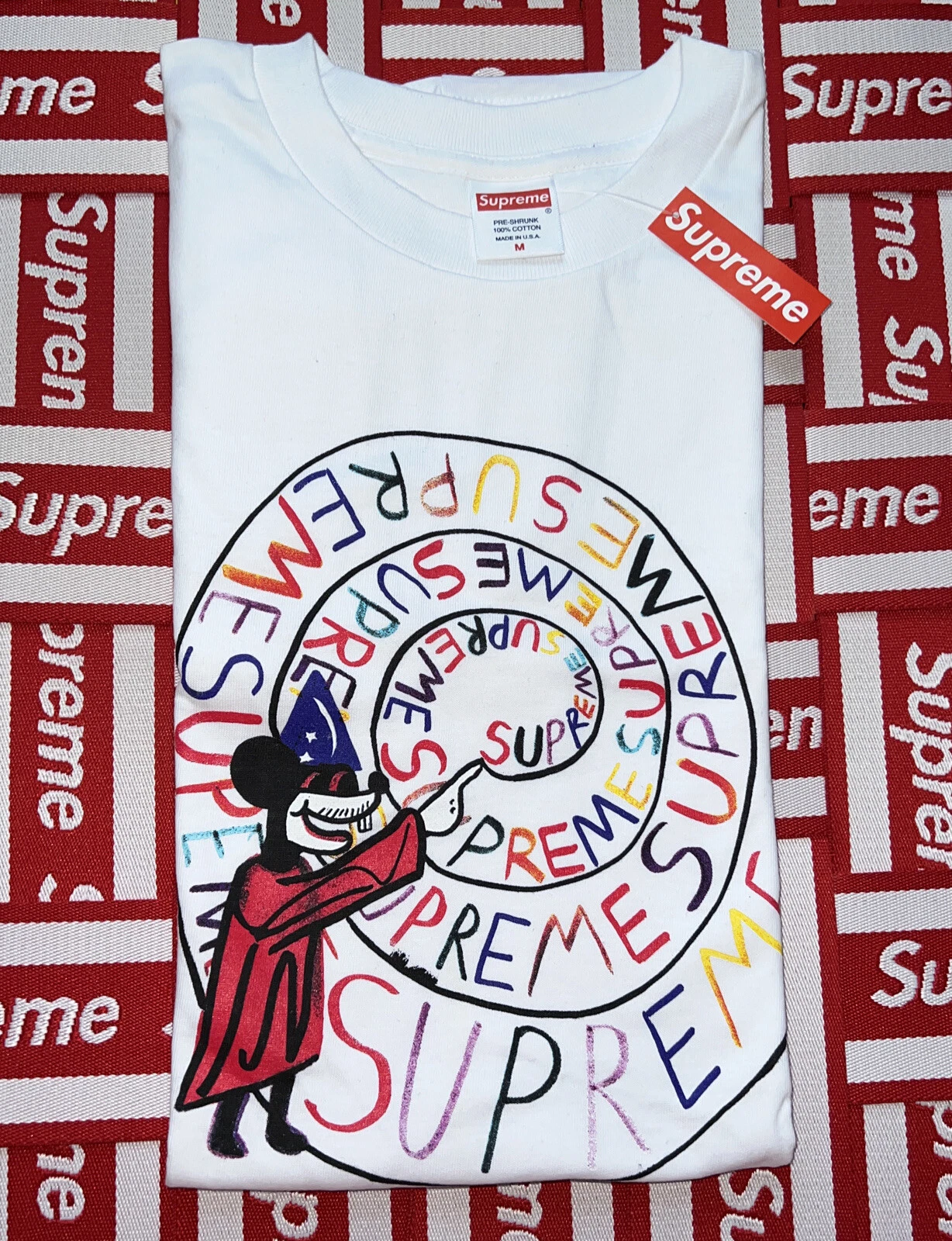 T shirt Supreme Swirl ! Joe Robert’s !! SS17 ! Blanc ! Méd !! 100 % authentique ! Rare !!! Neuf avec étiquette !!!