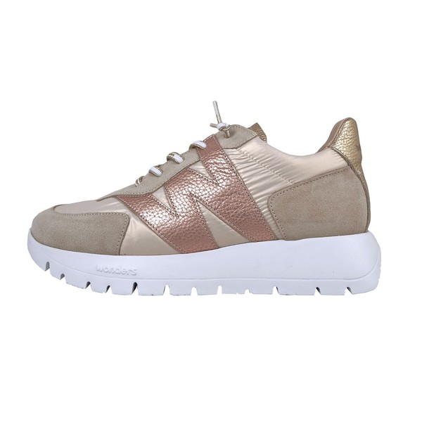 Wonders Oslo: Zapatillas Para Mujer Plataformas Beige Piel  Ligero A-2464