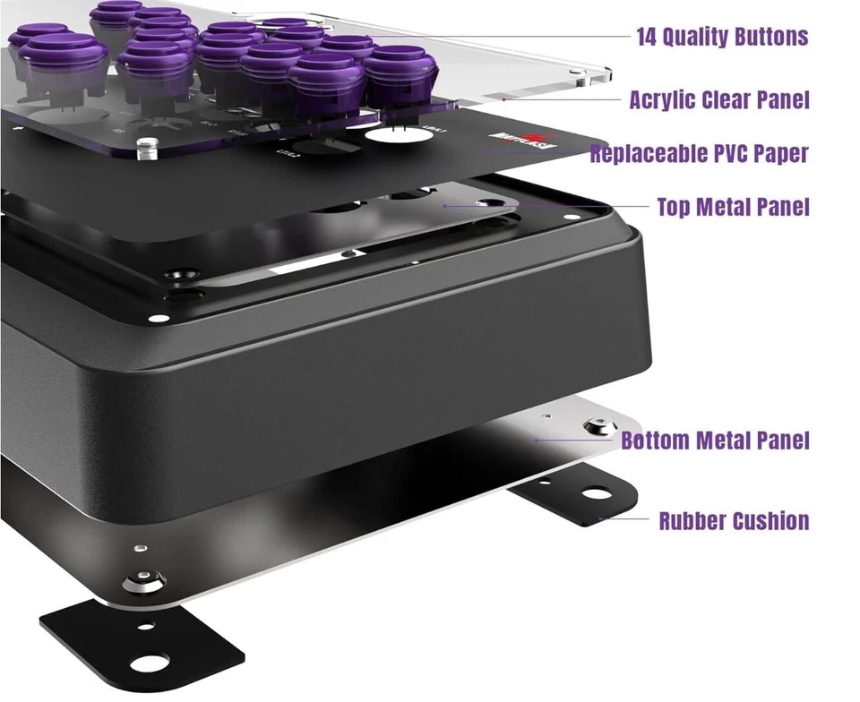 Mayflash Leverless Controller F500 Flat Arcade Stick for PS4 PS3 XBOX ONE etc. - Image 3 of 4