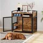Large Dog Crate Furniture Dog Crates Adjustable Raised Feeder Dog Kennels 41/48"
