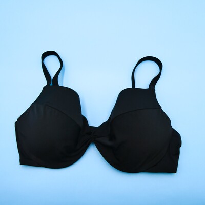 Victorias Secret 38D Black Ruffle Underwired Push-up Bikini Top Beach Swimwear