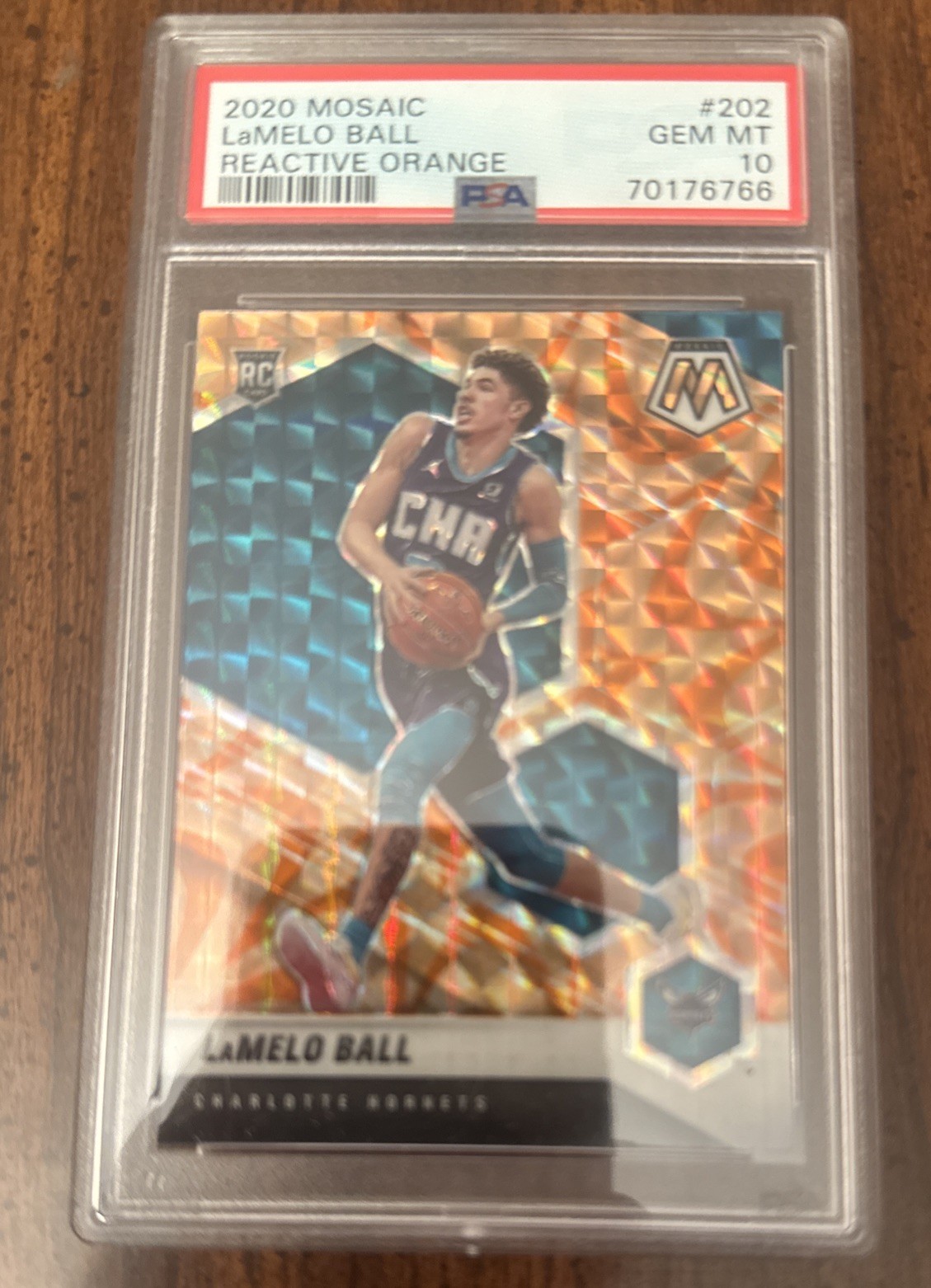 2020 Panini Mosaic LaMelo Ball Rookie Orange Reactive RC #202 PSA 10 GEM MINT