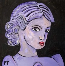 Design Expressionism 12x12 Anime Woman, Cubist FINE ART HOME INTERIOR CORBELLIC