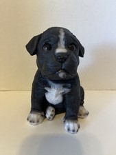 Design Toscano Boarder Collie Puppy Figurine Black & White Sitting Puppy Statue