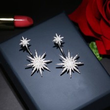 Star Drop Earrings Full Zircon Big Geometric Women Elegant Statement Jewelry