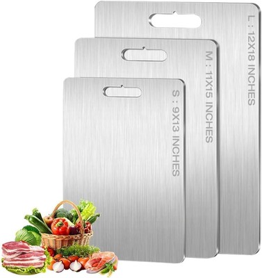3-teiliges Schneidebrett-Set, Edelstahl Schneidebretter für Fleisch,... 