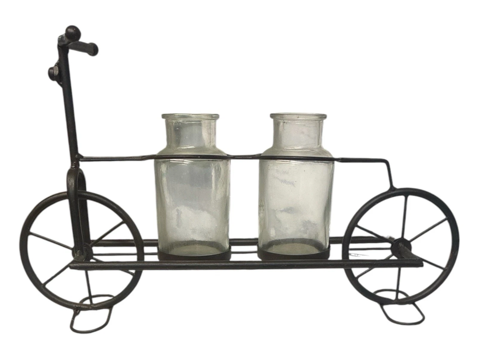 Metal Bike Glass Bottle Plant Vase Approx 17 x 4 Inches