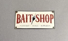VINTAGE 12” BAIT SHOP FISH HUNT BOAT PORCELAIN SIGN CAR GAS OIL MOTORCYCLE