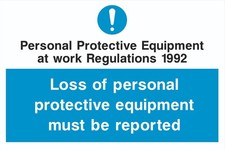 PPE Mandatory Sign - PPE Regulations 1992 - 1.2mm Rigid PVC - A5 A4 A3