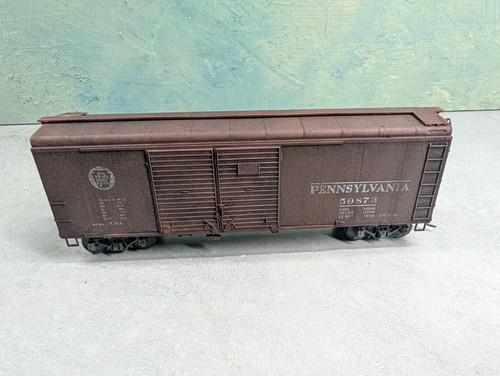 Coche de caja Bowser escala HO bellamente desgastado superior redondeado 40' usado PRR #59873 | Zustand: Used