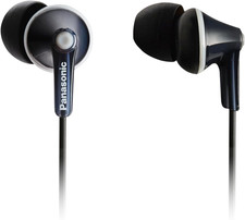 Panasonic RP-HJE125-K, 3.5Mm Ergofit Wired Earbuds, Noise Isolating In-Ear Stere