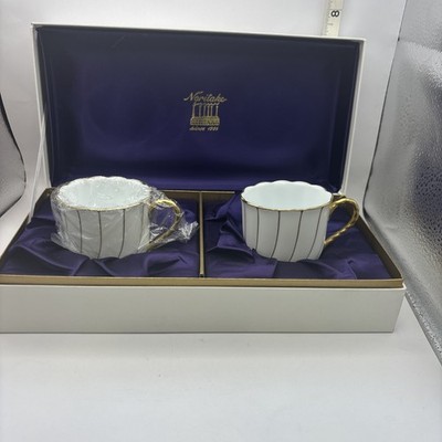 Noritake Diamond Collection  2 Tea Cup set Oval Vintage Unused Out Of Print