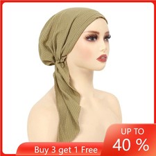 Pre-Tied Hijab Women Chemo Cnacer Cap Muslim Turban Hair Loss Hat Head Wrap Cap