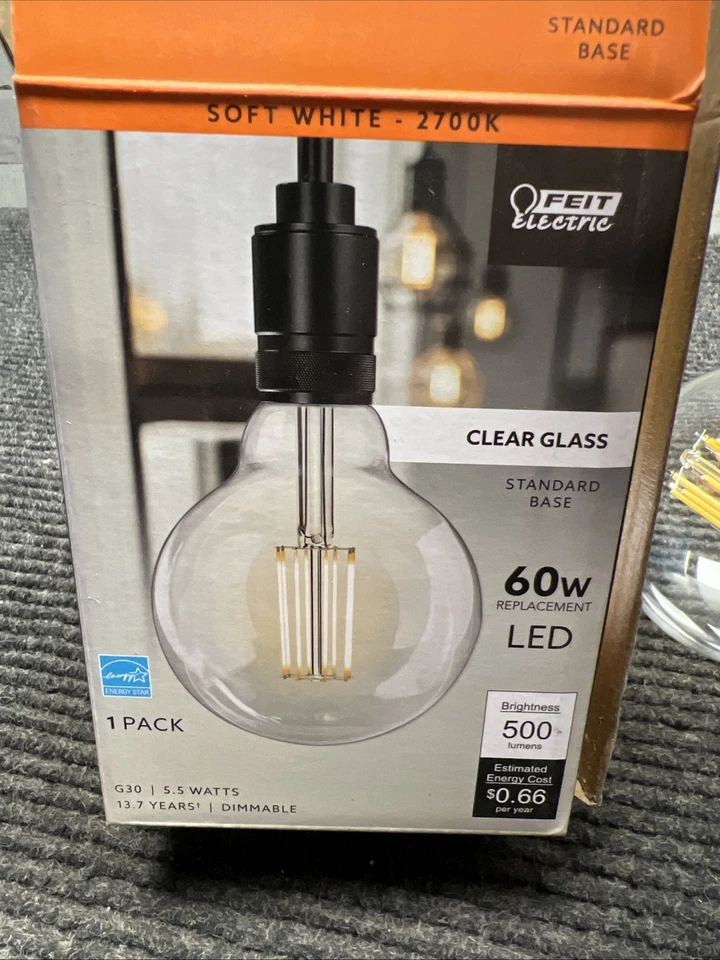 Feit LED with Standard Base Glass Clear 60W/120V G30 - Image 4 of 4