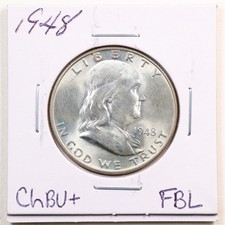 1948 50C Franklin Half Dollar in Choice BU+ Condition Full Bell Lines #7555