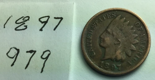 1897 Indian Head Penny; V - Good condition ; #979