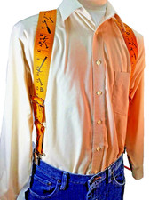 New, Men's, Yellow Tape, Lg, 42", Adj. Side Clip Suspenders/Braces, Made in USA