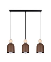 HäNgelampe Holz Metall E27 L:66 Cm Schwarz Rostbraun Loft Pendelleuchte Esstisch