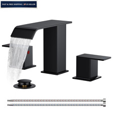 FORIOUS Bathroom Faucet 3 Hole 8" Widespread Sink Faucets Matte Black