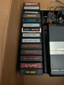 Atari 7800 ProSystem Console Lot w/ Controllers & Games (Donkey Kong, Pac-Man)