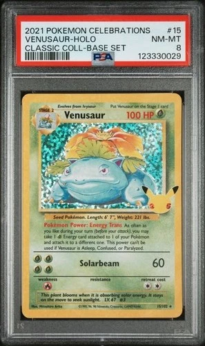2021 POKEMON CELEBRATIONS CLASSIC COLLECTION #15/102 VENUSAUR HOLO BASE PSA 8