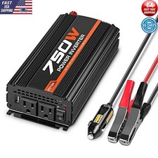 750W Car Power Inverter DC To AC Dual Ports USB Charger Portable Travel Camping