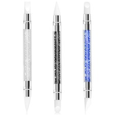 3PCS Silicone Nail Brush, Dual Tipped Nails Carving Tool, Rhinestone Nail Art...