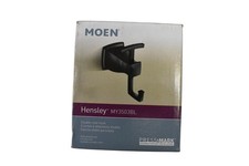 Moen Hensley Double Robe Hook Matte Black MY3503BL Press Mark Wall Mount Bath