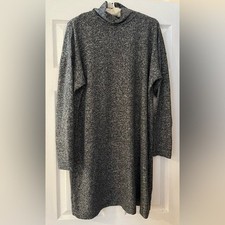 Uniqlo Charcoal Grey Knit Sweater Turtleneck Dress Cozy Relaxed Autumn