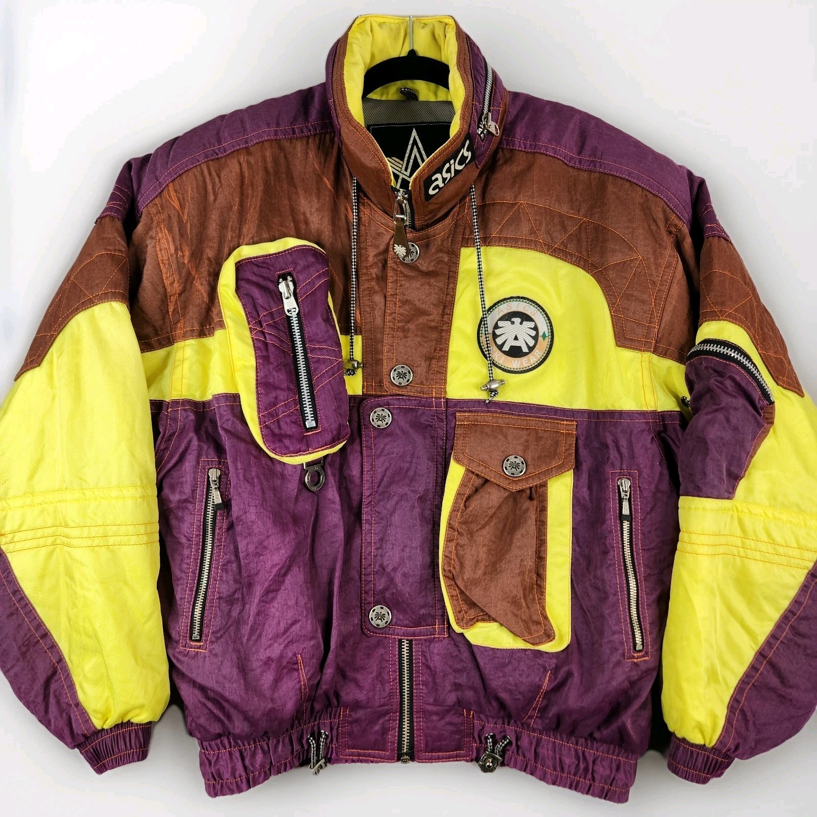 Vintage ASICS Ski Wear Jacket Size M/L US Purple Brown Retro Made In Japan