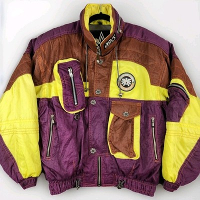 ASICS Vintage Ski Jacket Size M/L US Purple Brown Retro Made In Japan Ski Wear