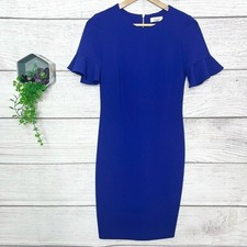Calvin Klein Royal Blue Ruffle Sleeve Dress Size 6