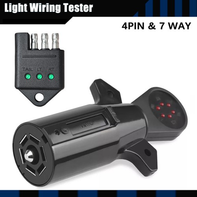 #ad #ad 4 Way Flat amp; 7 Way Round RV Trailer Light Wiring Circuit Tester Wire Test Tool $13.69