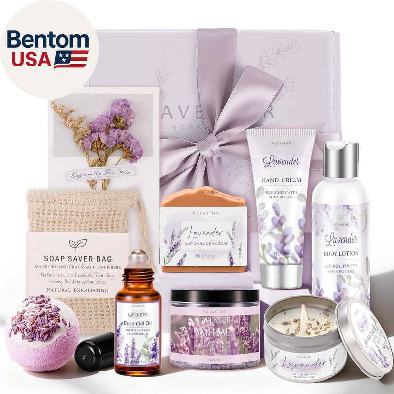 Lavender Spa Gift Basket for Women Bath Body Set Birthday Mothers Day