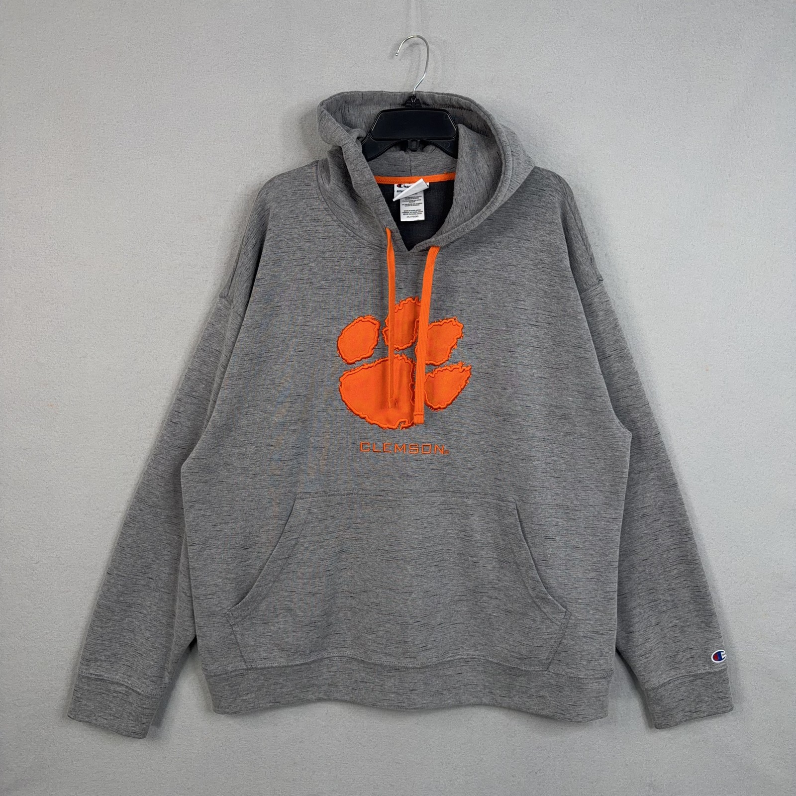 Clemson Tigers Hoodie Sweatshirt Mens 2XL Gray NCAA Football Champion Paw Logo