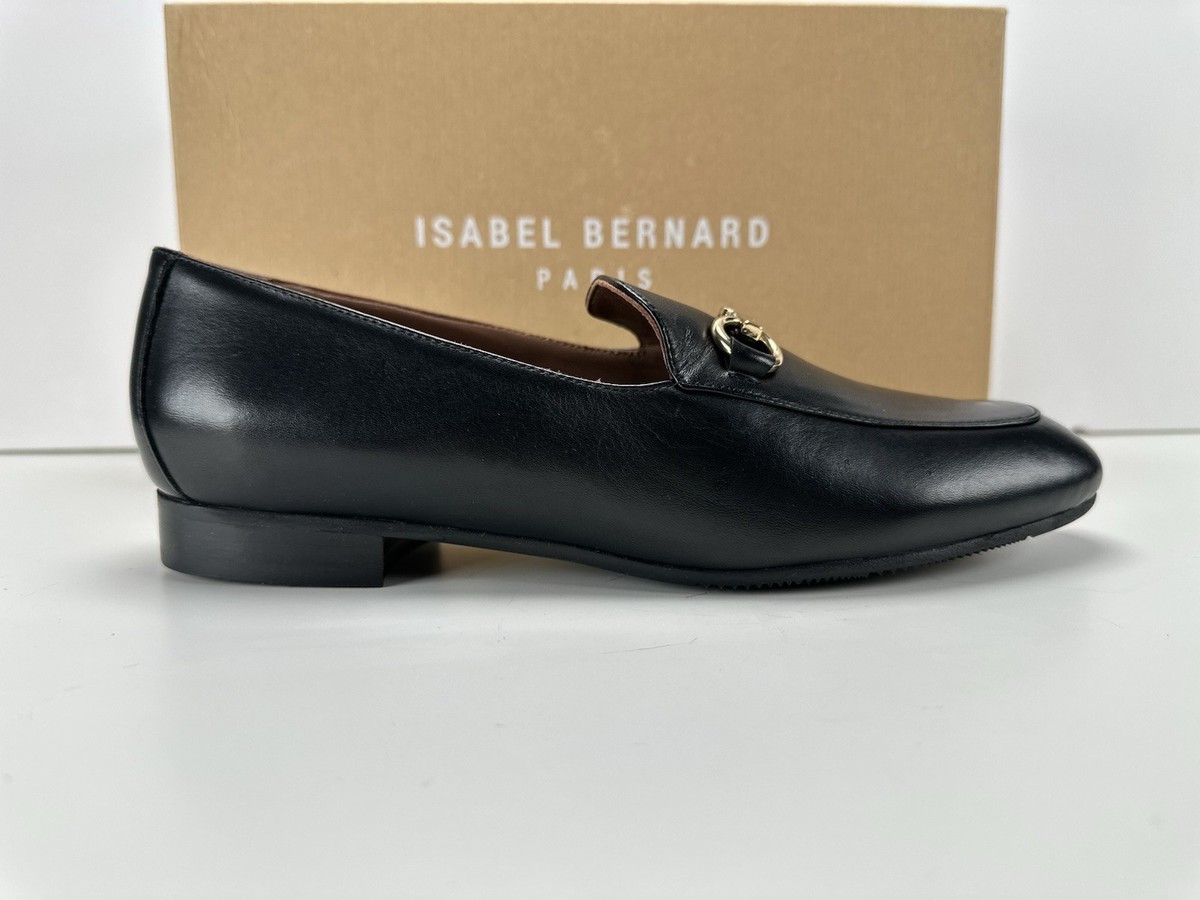 Isabel Bernard Vendôme Fleur Calfskin Leather Women Loafers,Black