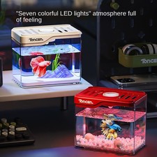 Clear Desktop Aquarium Square Turtle Tank Fish Tank  Ornamental Fish Decor