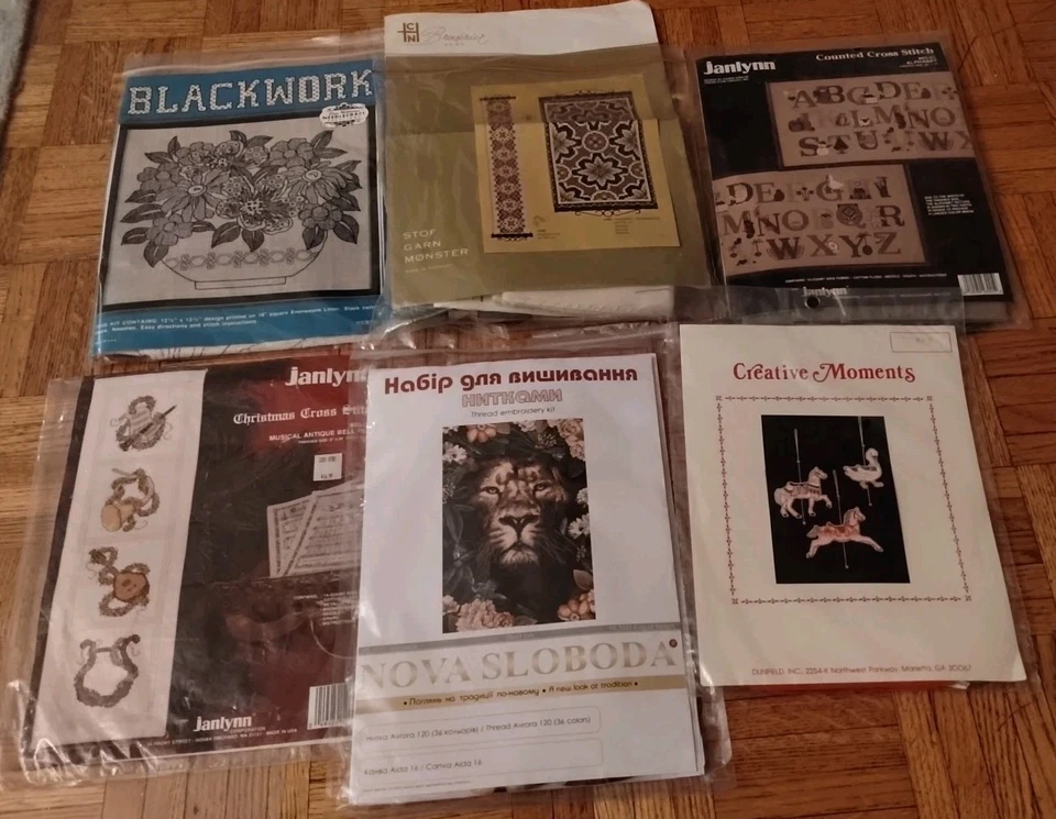 CROSS STITCH BLACKWORK NEEDLEPOINT CHARTS & KITS LOT - Image 2 of 4