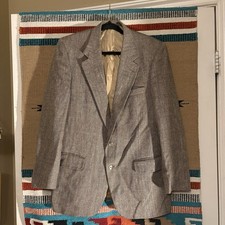 Vtg Burberry Mens Button Single Breasted Blazer Sport Coat Wool Herringbone
