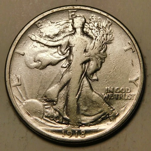 1918 P Walking Liberty Half Dollar 90% Silver  "As Pictured- Cleaned"