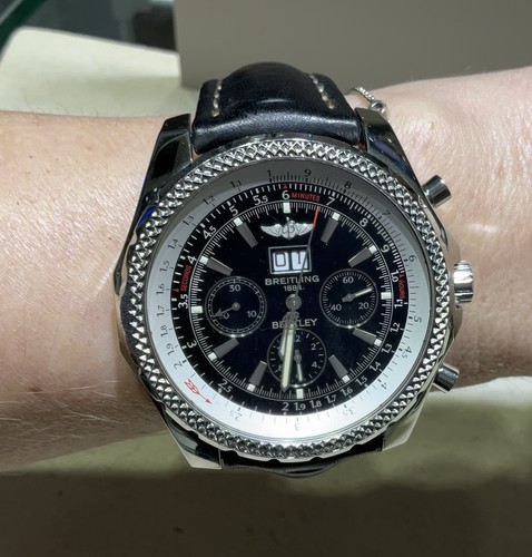 Breitling Bentley 6.75 48MM  S/S Chronograph Leather Strap Men...