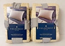 Two FIELDCREST The Patel Collection Standard/Queen Shams NWT Pick-Stitch Satin