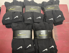 5X LOT NIKE EVERYDAY PLUS CUSHION CREW 6 PAIR SOCKS BLACK SX6897-010-SIZE L