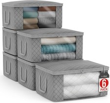 Set of 6 Medium Foldable Clothes Storage Bags with Clear Windows