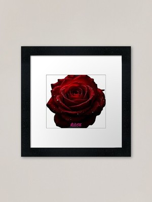 Rote Rose Romantisches Design | Love Ros gerahmtes Wandbild Poster Leinwanddruck Bild